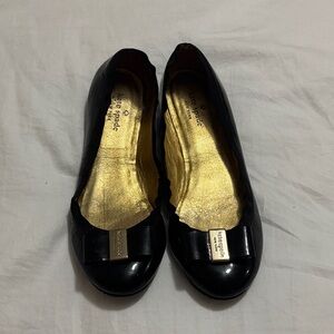 Kate Spade Black Flats with Gold Accents